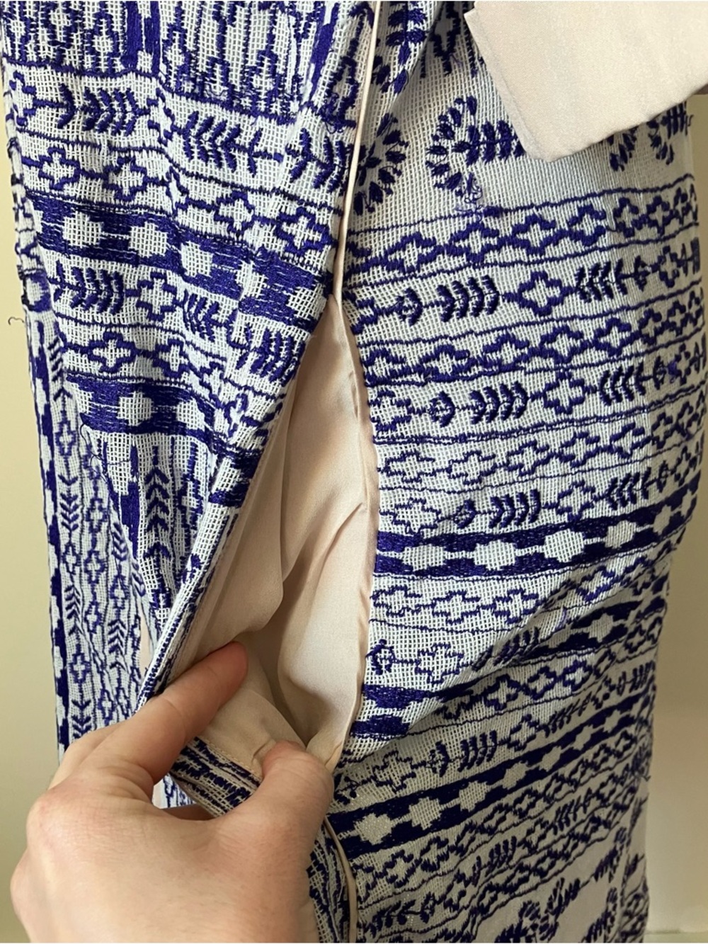 Love Sam Blue & White Embroidered V Neck Tunic Cover up Dress size XS - Picture 10 of 10